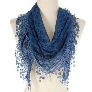 Dbpashmina New Fashion Triangle Lace Scarf Blue Color